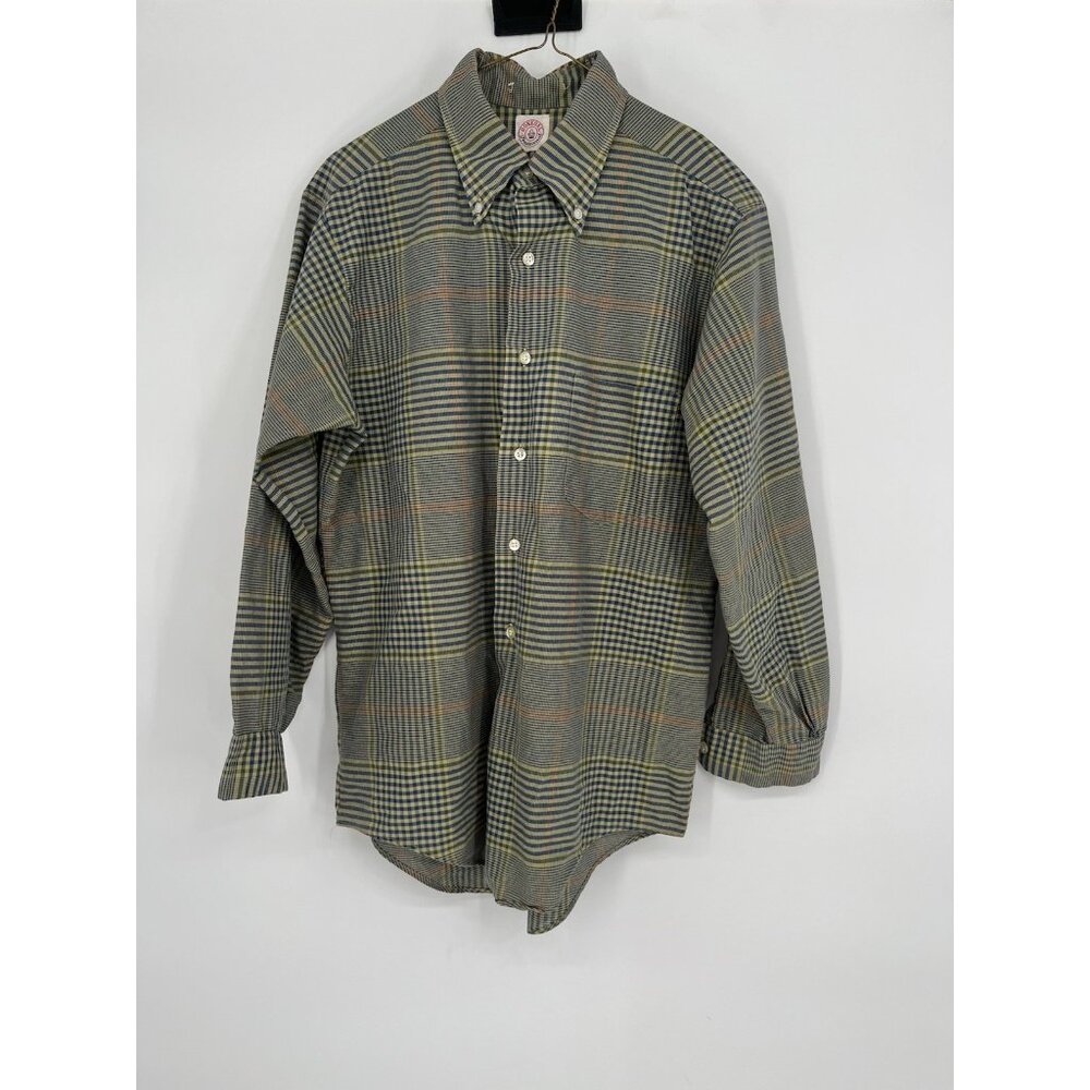 Vtg 1960s Donegal Yellow Green Plaid Tapered Button Front Shirt No Size‎